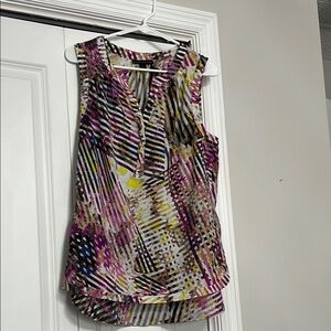 Attention Colorful Geometric Sleeveless Blouse